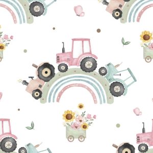 Jerseystoff Eigenproduktion Rosa Traktor