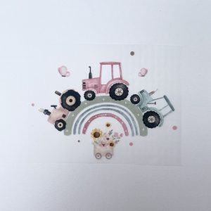 Bügelbild Rosa Traktor